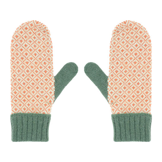Woollen orange and green mittens